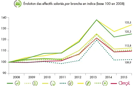 Évolution des effectifs par branche